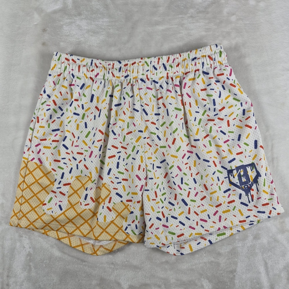 Baseball Lifestyle 101 Ice Cream Shorts Men's Medium White Candy Sprinkles